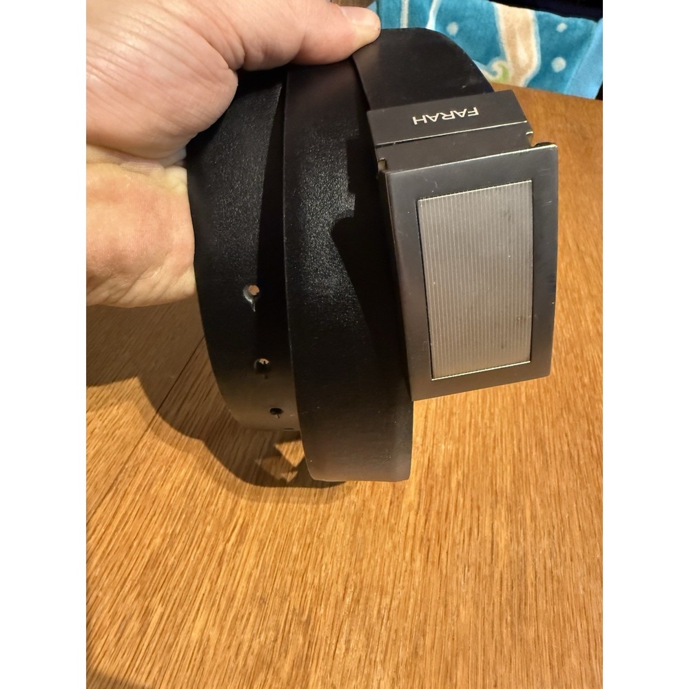 Farah Bonded Leather Ratchet Belt Black Auto Buckle Men's Size 42/105‎ Taiwan
